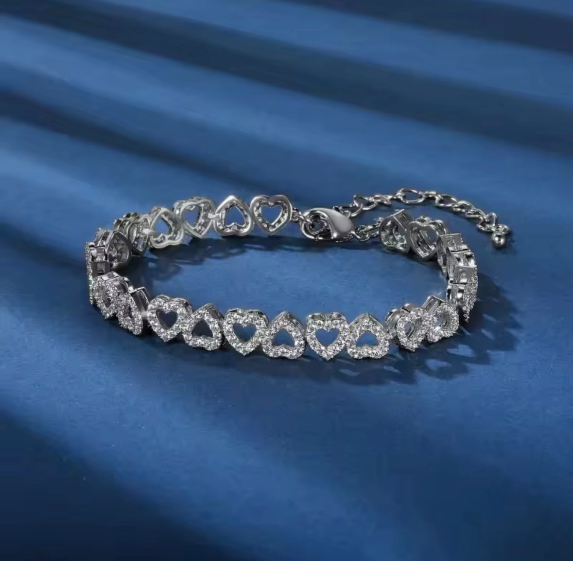 Silver Heart Sparkle Tennis Bracelet