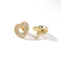 Golden Iced Heart Stud Earrings