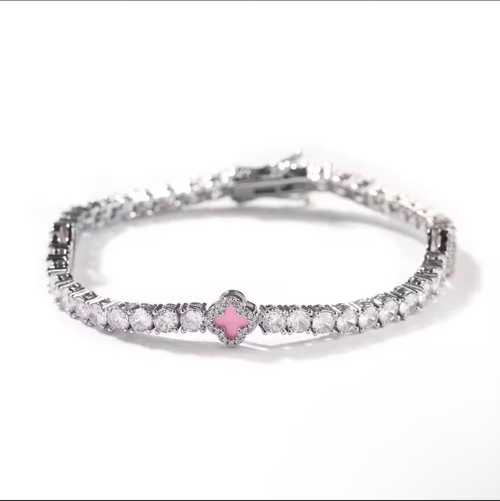 Pink Luxe Clover Tennis Bracelet