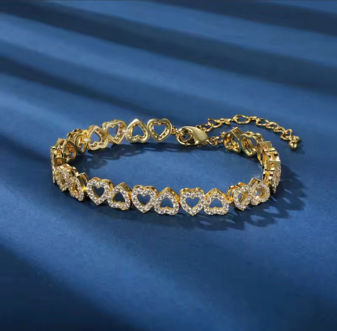 Golden Heart Sparkle Tennis Bracelet